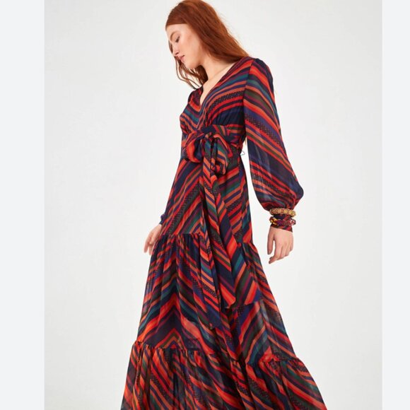 FARM RIO Sunset Stripe Maxi Dress In Multi - Picture 1 of 4